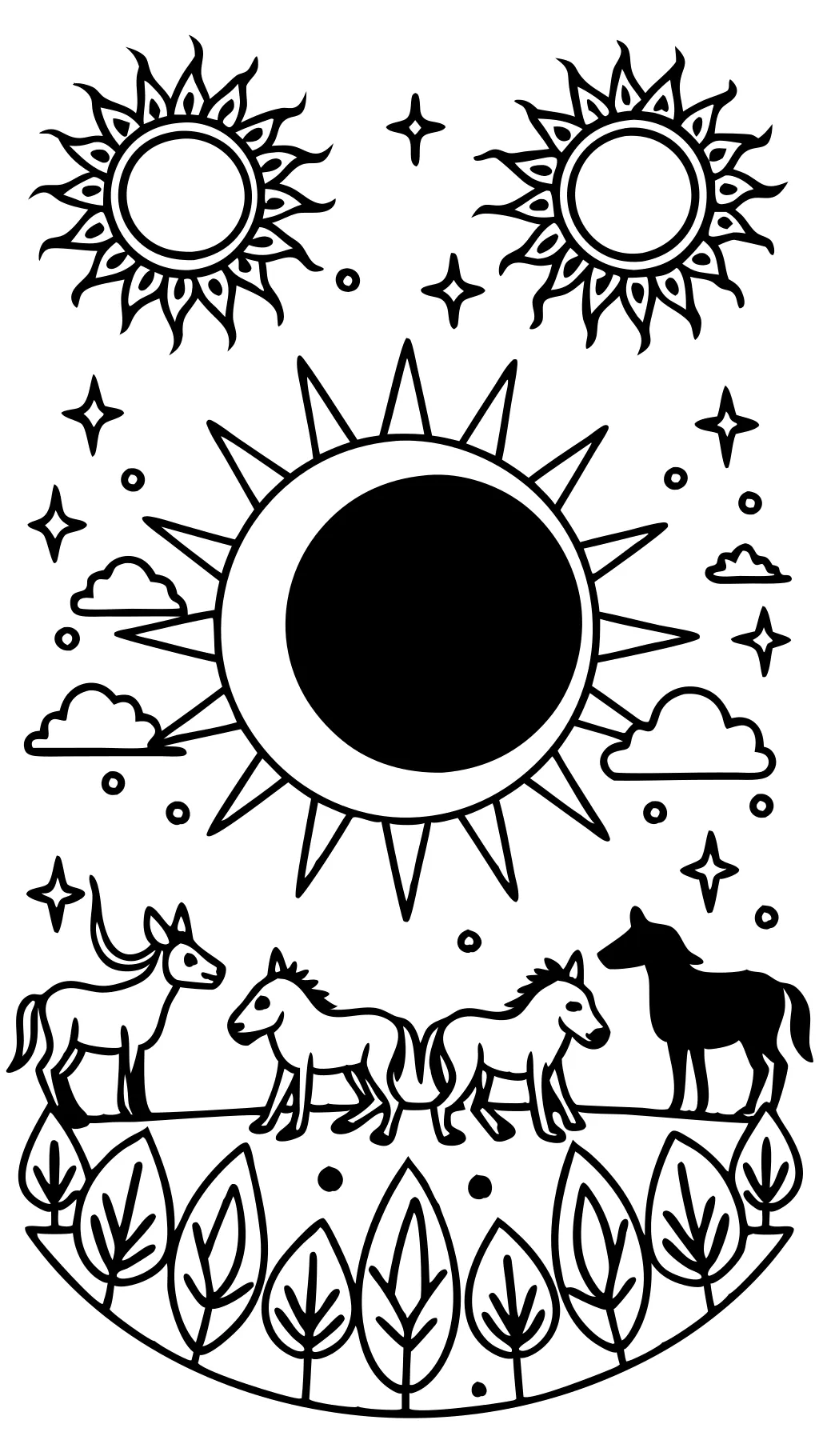 solar eclipse coloring pages 2024